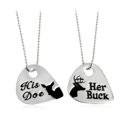 Drop-shaped elk set chain couple necklace