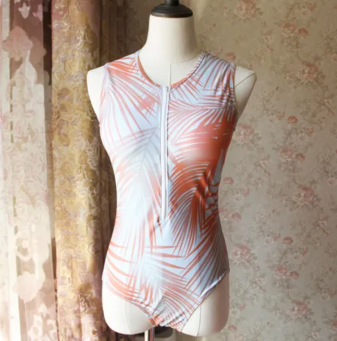 Floral One Piece Swimsuit Long Sleeve - 1981