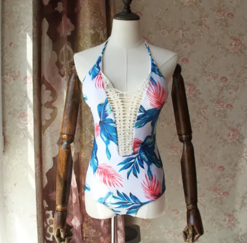 Floral One Piece Swimsuit Long Sleeve Floral - Shop at LoveMi