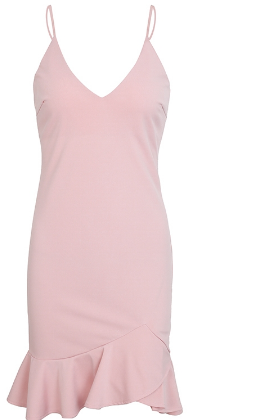 Simplee Sexy v neck ruffle strap mini dress women Skinny black mermaid dress