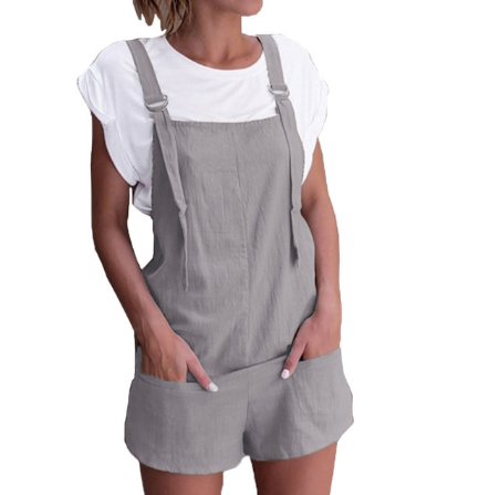 Youthful Cotton Overall Shorts 4 Colors Grey - Shop at LoveMi