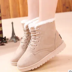 new ladies snow boots winter new women's winter shoes women's warm tube female cotton shoes boots - Beige - View 1