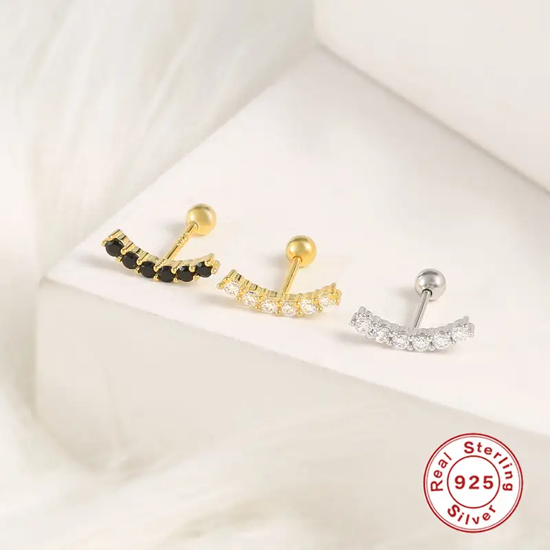 S925 Sterling Silver Single Thread Piercing Ear Stud