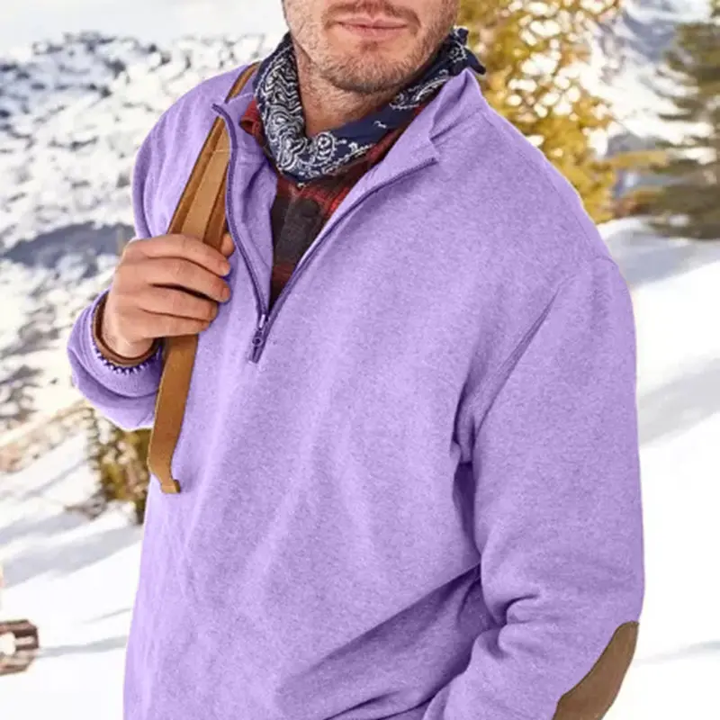Fashion Zipper Long Sleeve V-neck Lapel Sweater