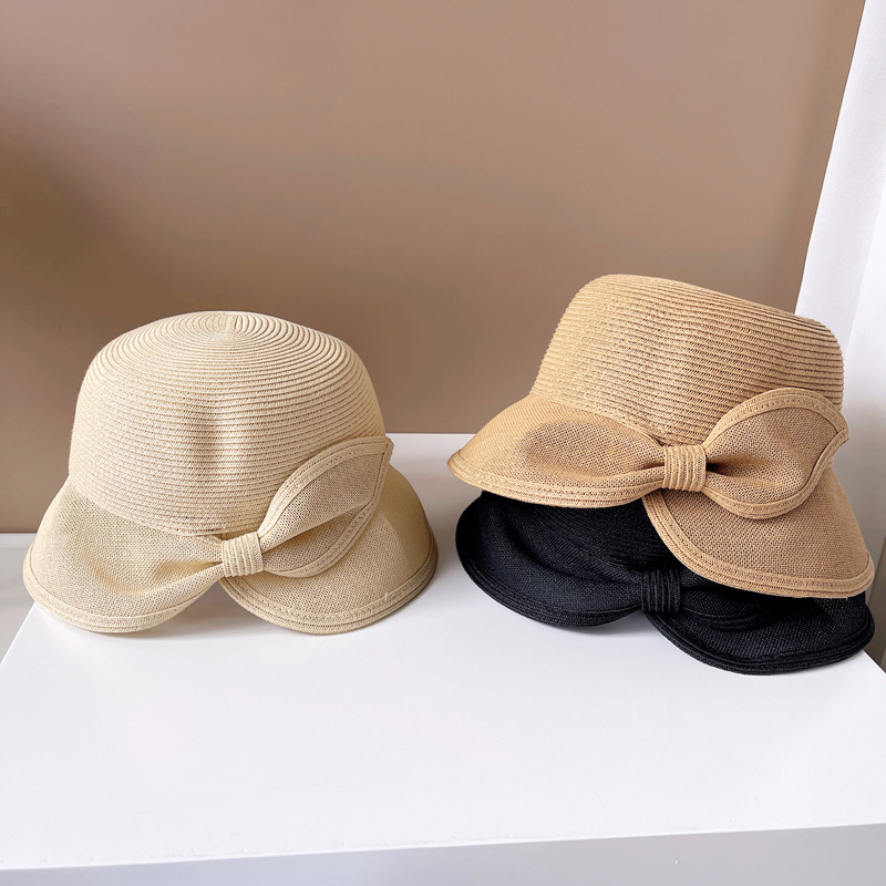 Paper Cloth Splicing Rear Opening Bow Fisherman Hat