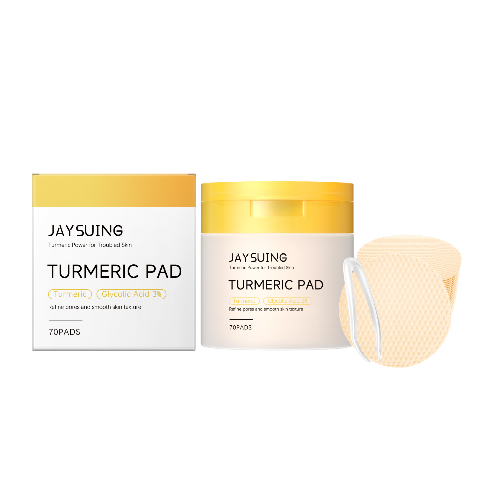 Viareline Kojic Acid Turmeric Brightening Cotton Pads, Hydrating Exfoliating Facial Treatment Pads For All Skin Types Daily Skin Care