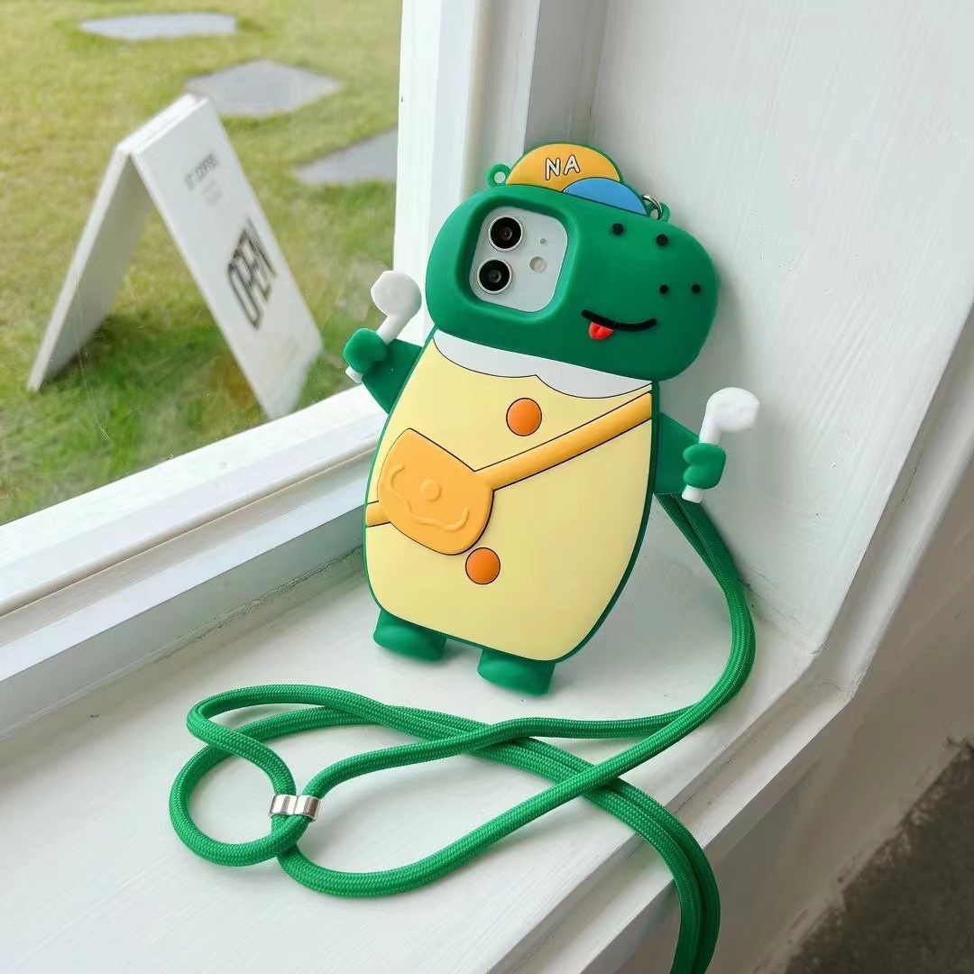 Funny Dinosaur Lifting Headphones Anti-fall Phone Case - Image 2