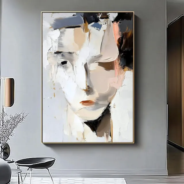 Abstract Woman Portrait Canvas Wall Art Poster Hand Painted Oil Painting Chic Woman Face Art Painting Modern Black And White Bedroom Decor Withou... Without Inner Frame - Shop at LoveMi