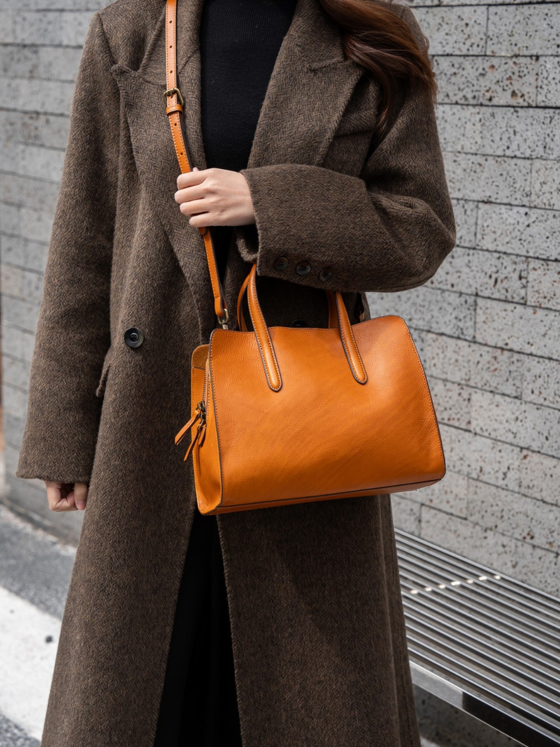 Sac à main transfrontalier en cuir de vachette tanné aux arbres – Image 5