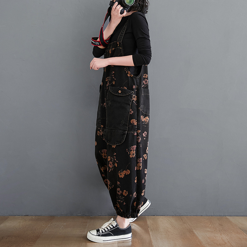New Large Women’s Wide Leg Jumpsuit Retro Fashion Loose