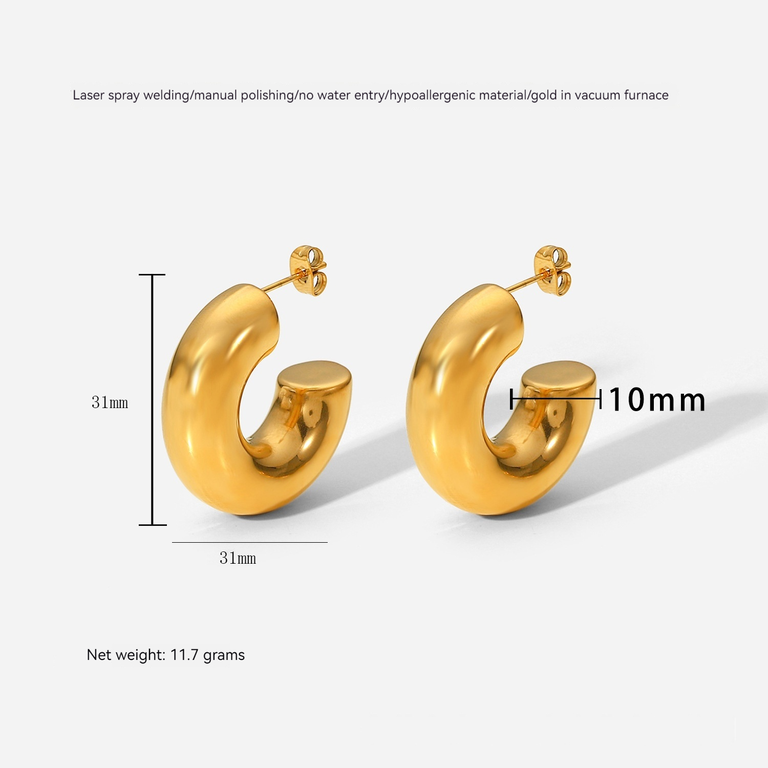 Women's Fashion Hollow Stainless Steel Horn Glossy Earrings