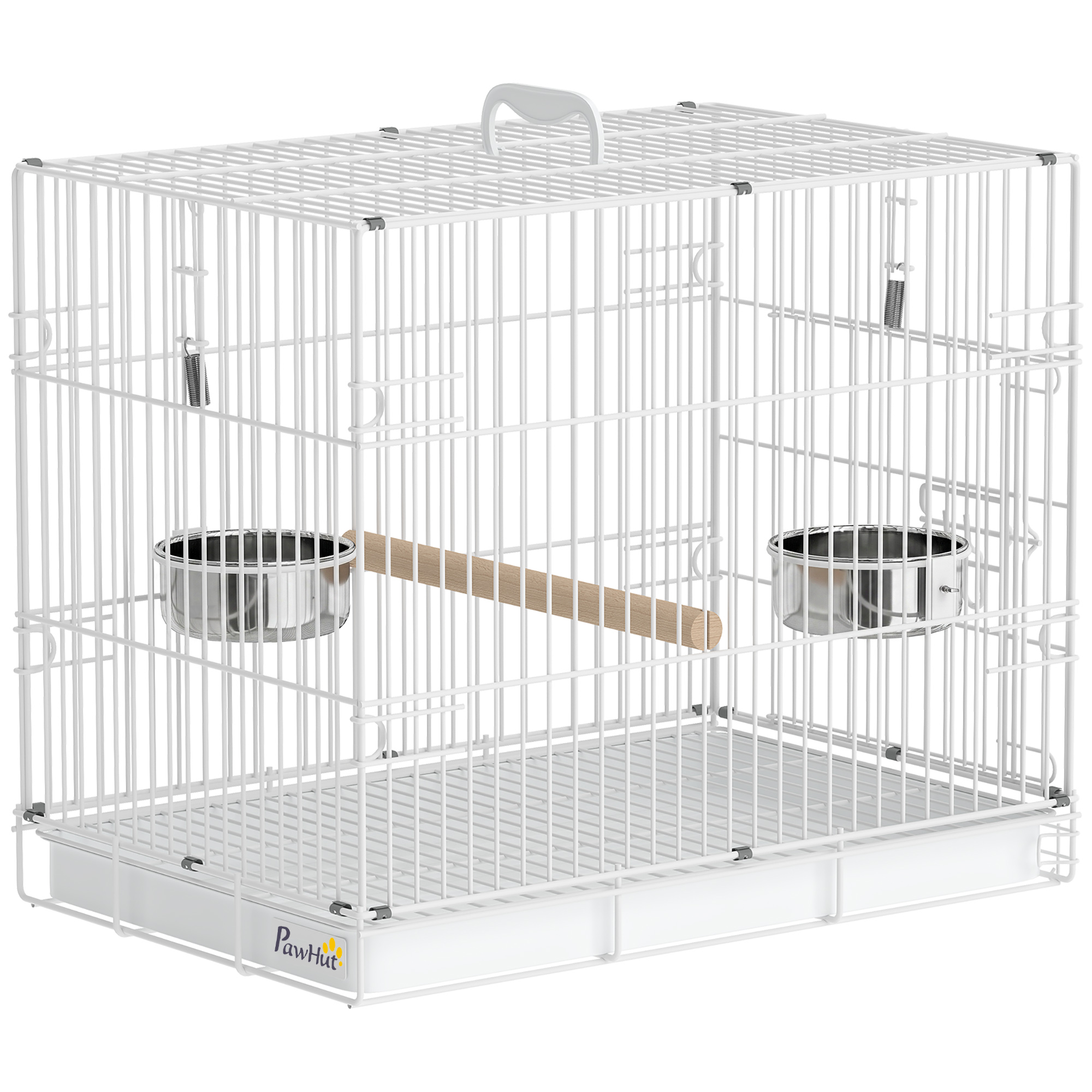 Portable Folding Bird Cage For Travel With Wooden Perch And Stainless Steel Bowls For Small Birds