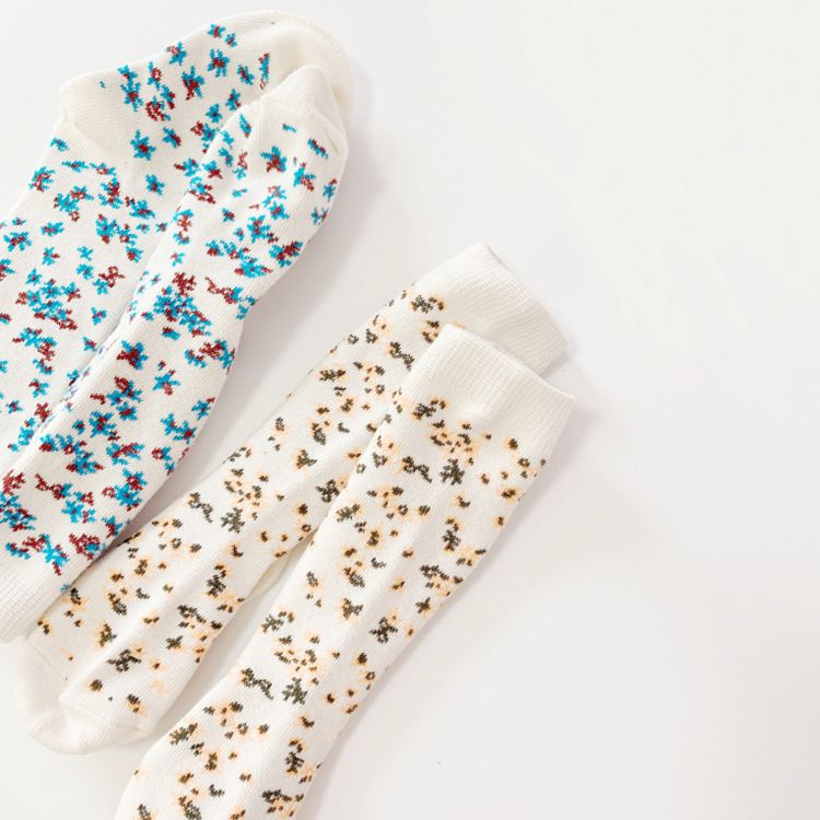 Autumn New Style Retro Small Floral Combed Cotton Japanese Small Clear Children's Socks