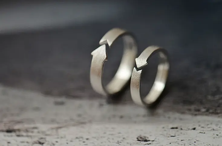 Sterling Silver Ring Arrow Brushed Couple