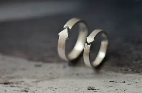 Sterling Silver Ring Arrow Brushed Couple