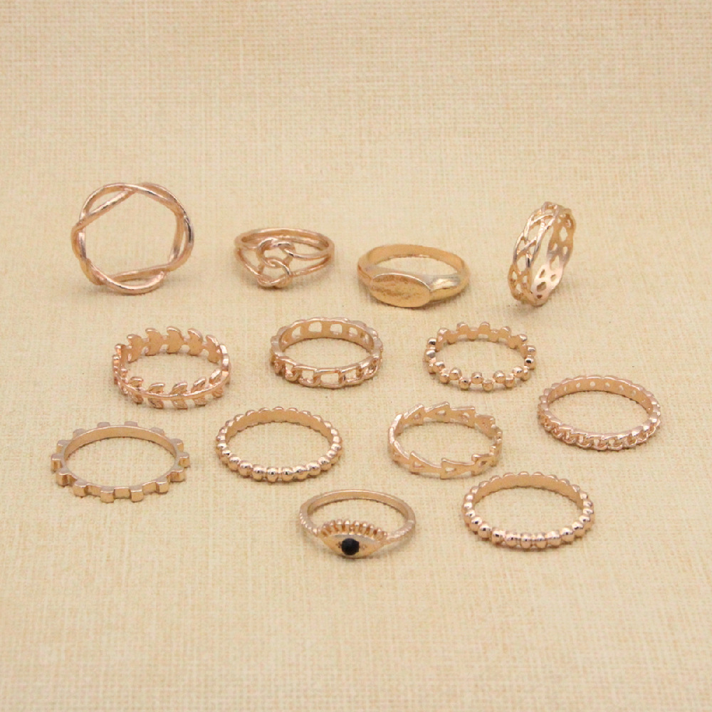 Retro Exaggerated Star Moon Leaf Demon Eye 13 Piece Set  Joint Ring