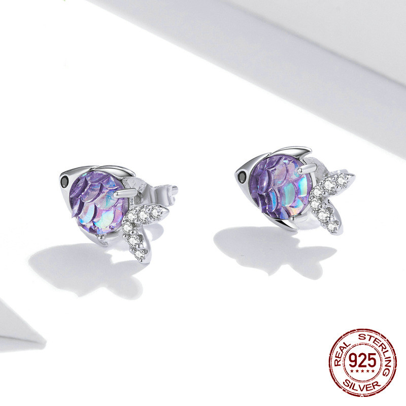 Colorful Fish S925 Silver Earrings