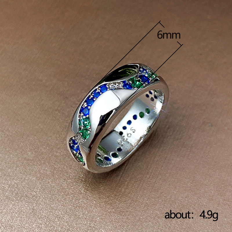 Title 1, Blue Green Zircon Set Lovers Ring Fashion, a st...