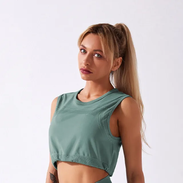New Seamless Yoga Wear Sleeveless Top Dark Green - Shop at LoveMi