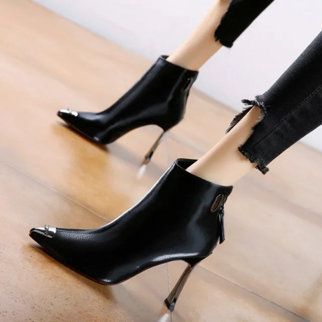 Women's Back Zip Stiletto Ankle Boots Martin Black - Shop at LoveMi