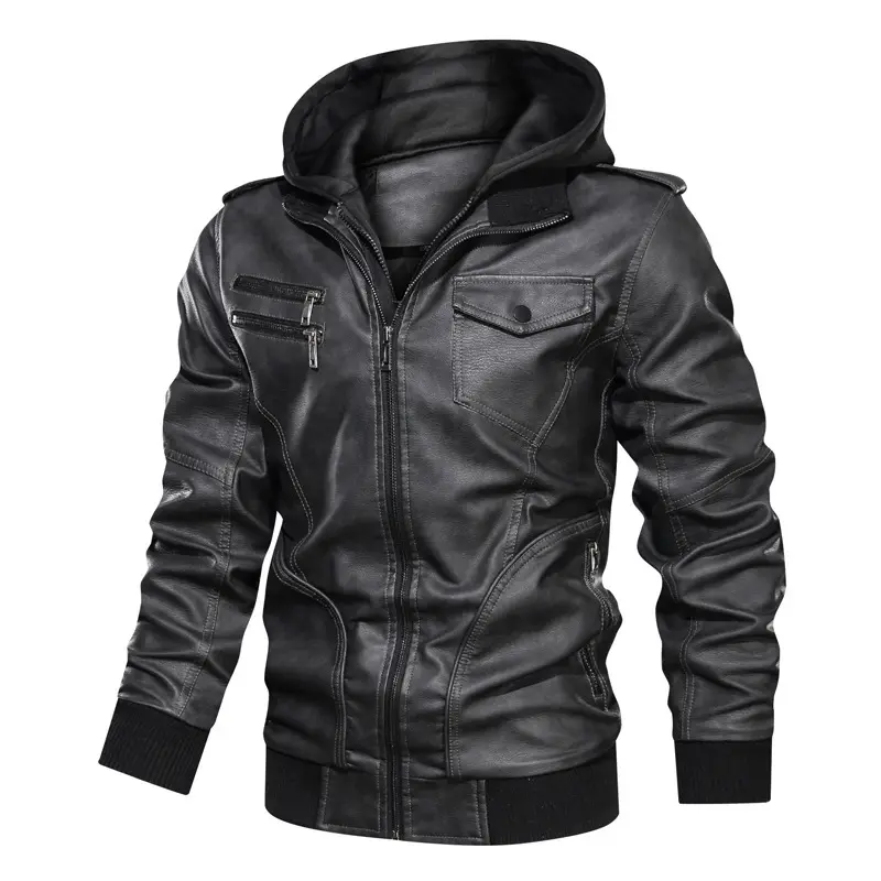 Men's Washable Pu Leather Jacket