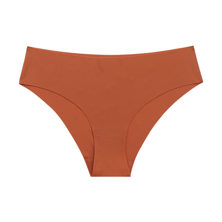 Seamless One piece Ice Silk Ladies Low rise Underwear Casually Cut Nude Briefs Yellow - Shop at LoveMi