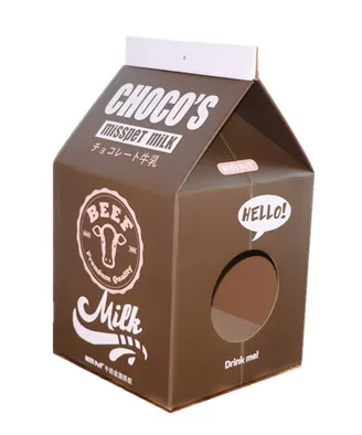 Milk Carton Cat Scratcher Cat Toy Corrugated Paper Chocolate Milk - Shop at LoveMi
