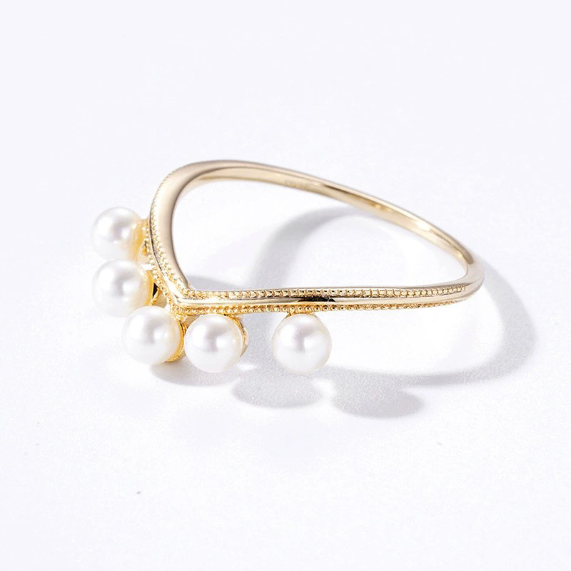 Natural Freshwater Pearl Girl Ring Classic Versatile Geometric Shape