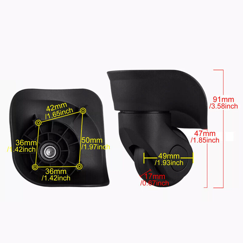 One Pair Plastic Replacement Luggage Wheels 360  Swivel Spare Caster Suitcase