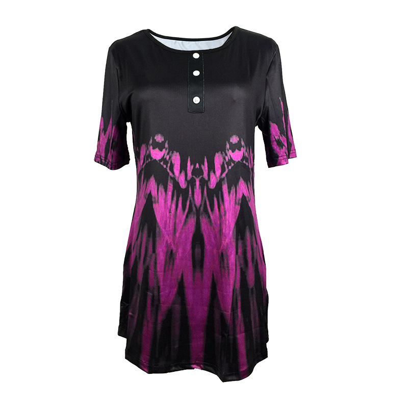 Title 4, Gradient Print Round Neck Single Row Short Sleeves