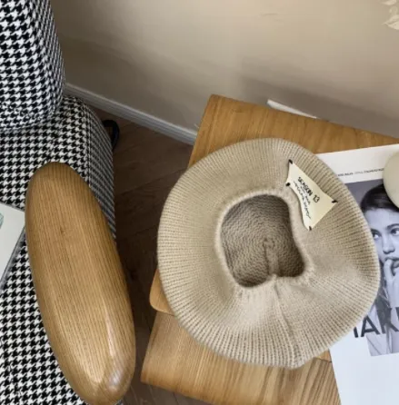 Women's Autumn And Winter Knitted Beret Warm Wool Yuppie Beige - Shop at LoveMi