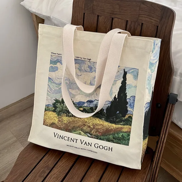 Antique Art Large capacity Canvas Bag White - Shop at LoveMi