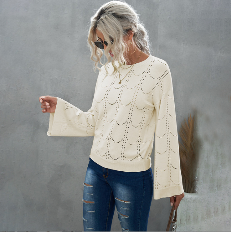 Women's Loose Pullover Long Sleeve Solid Color Sweater