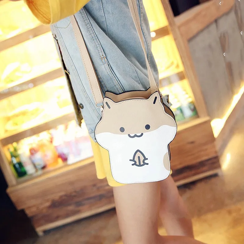 Japanese Soft Girl Cute Animal Play Shoulder Bag - Khaki