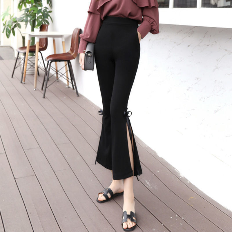 Women's Fashion Casual High Waist Flared Pants Ribbon - Shop at LoveMi