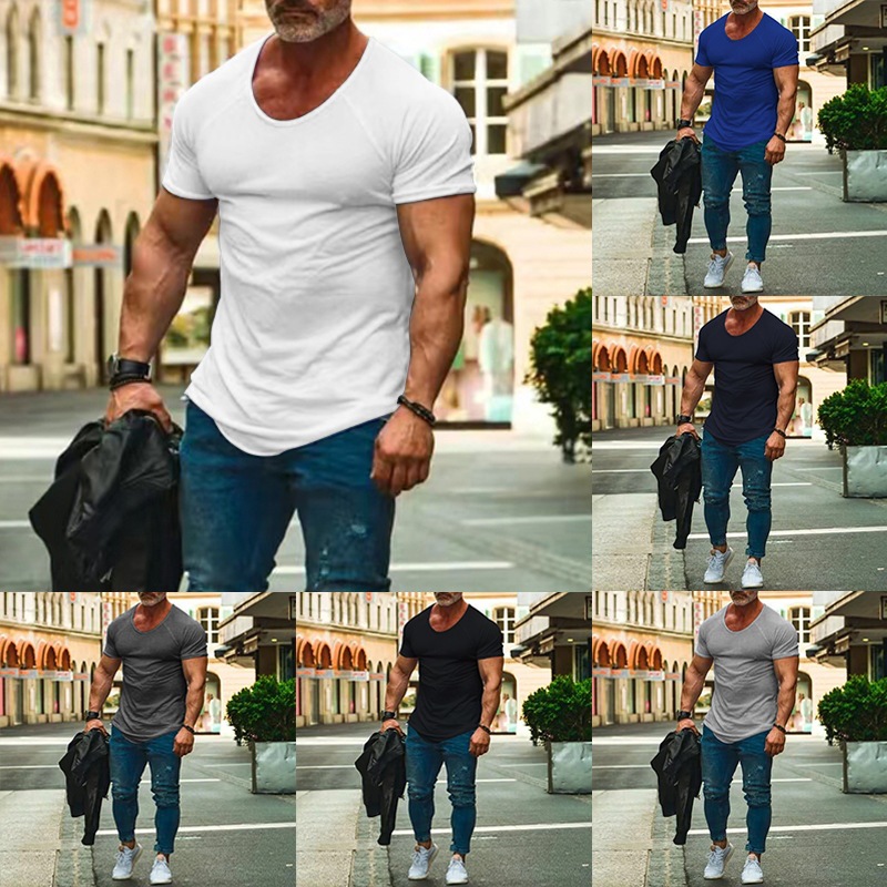 New Muscle Fitness Short Sleeve T-Shirt Men's Casual Sports