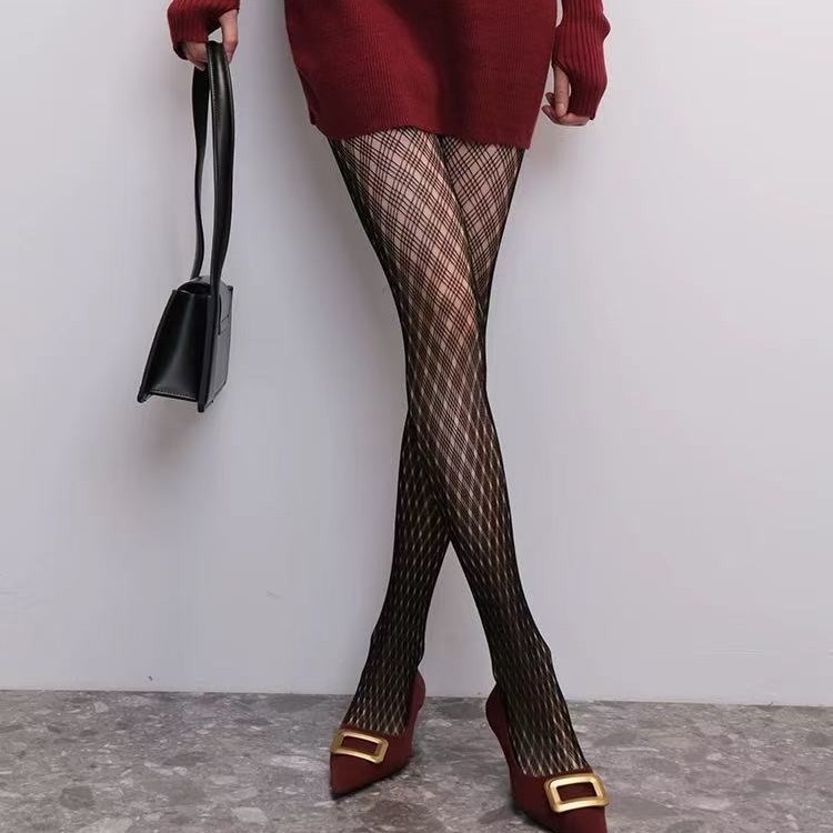 Niche Multi Mesh Underpants With Hollow Solid Color Versatile Casual Simple Pantyhose
