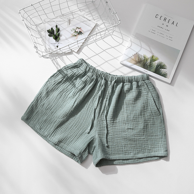 Womens Green Crepe Shorts