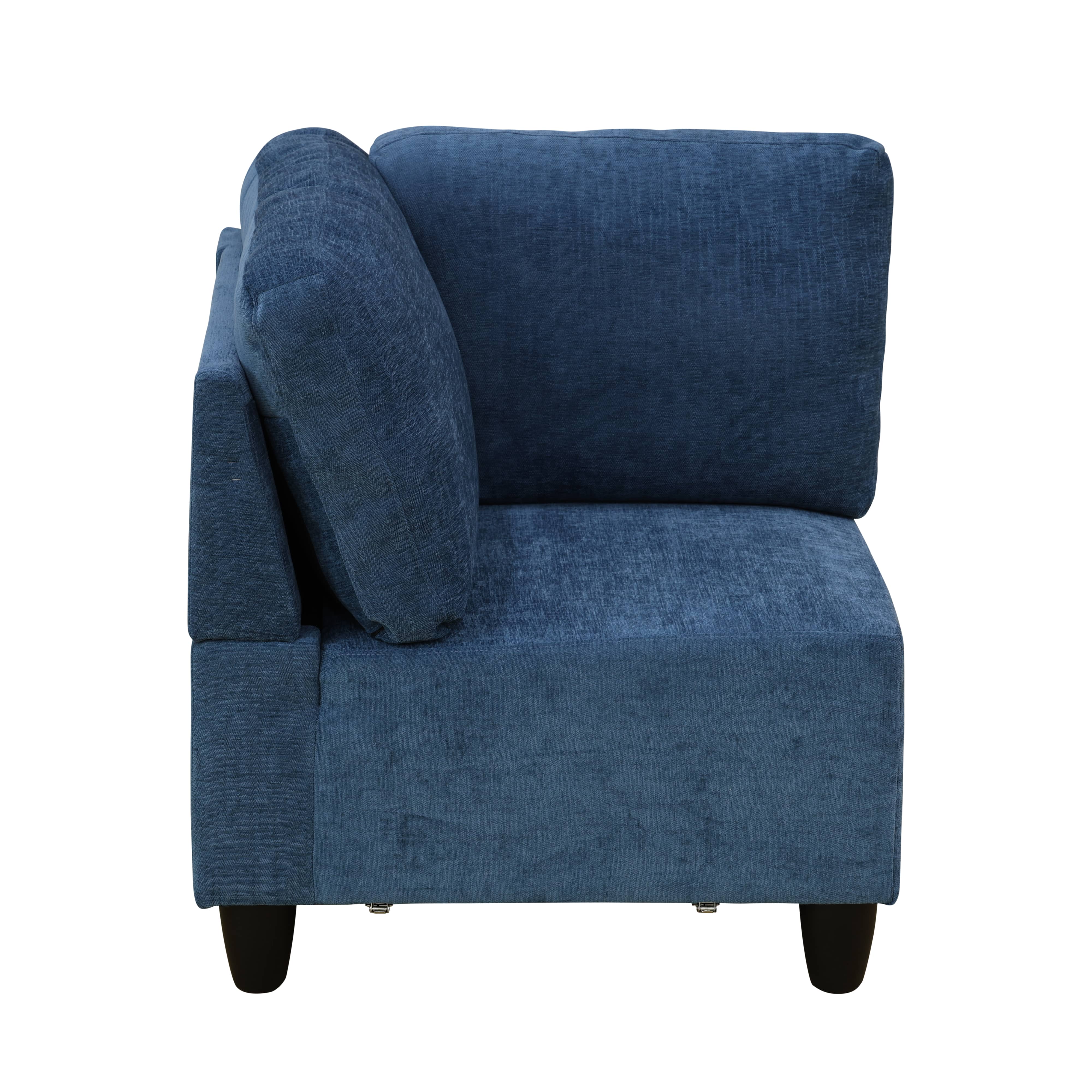 Pickup Only--Blue Flannel 8-Piece Living Room Sofa Set