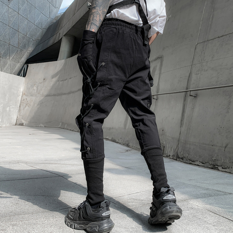 Loose Webbing Eyelet String Cargo Pants