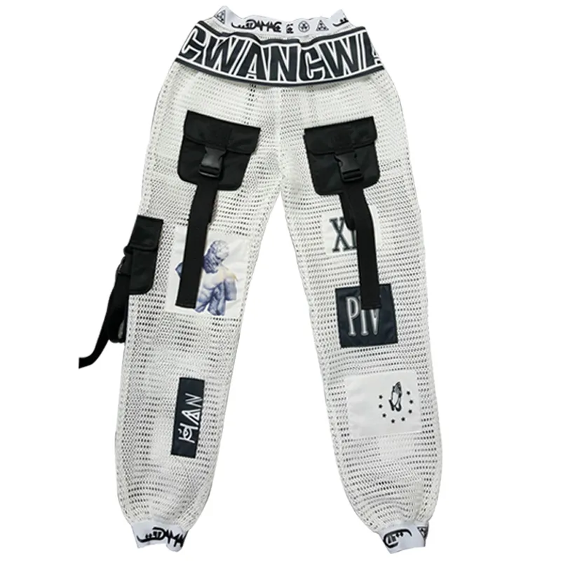 Female Autumn Handsome Trendy Ins Hip-hop Loose Leggings - White