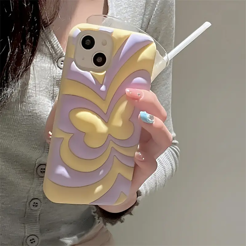 Summer Cream Butterfly Phone Case Stereo Soft Silicone Mobile Phone Protective Shell
