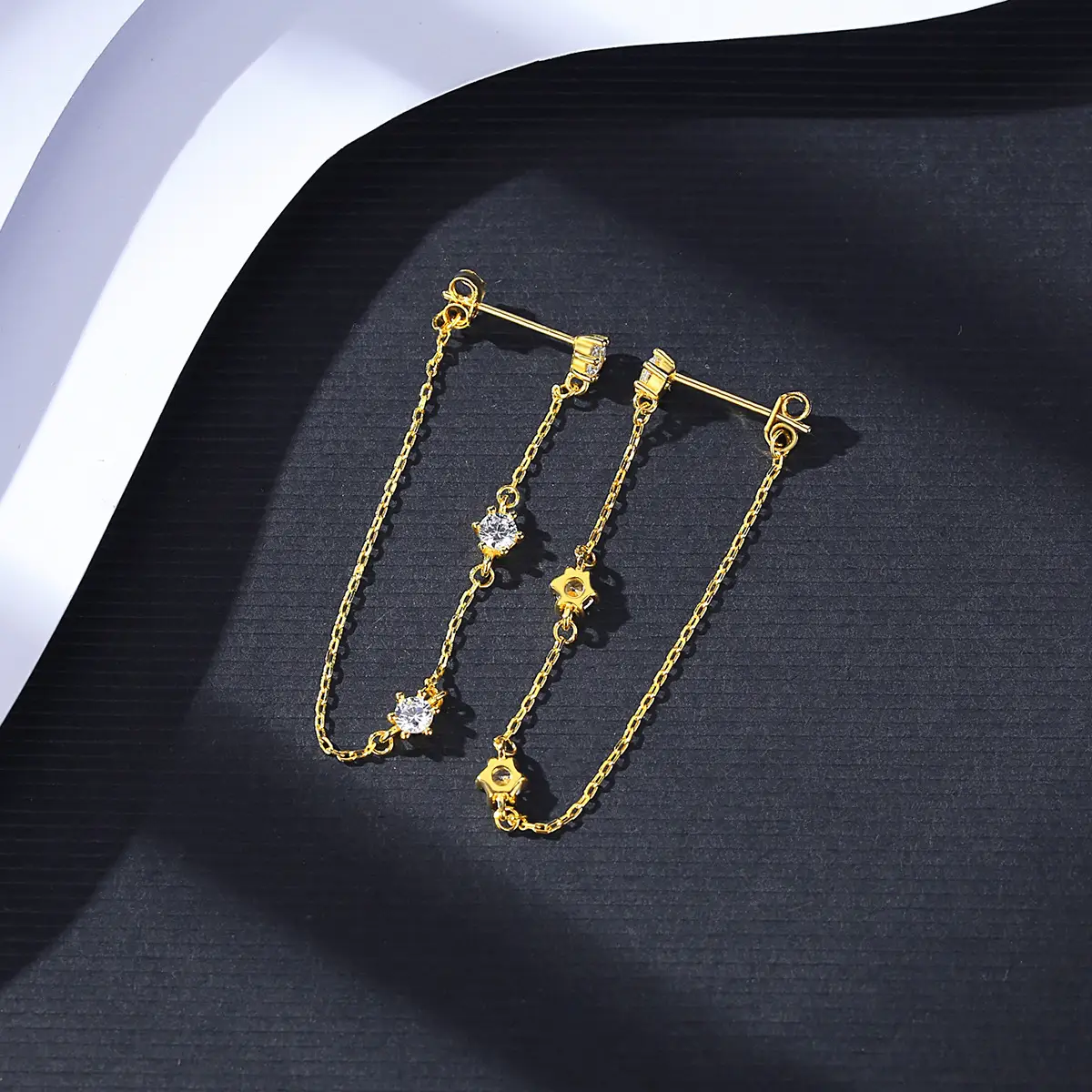Tassel 925 Silver Zircon Earrings Eardrops Ear Chain