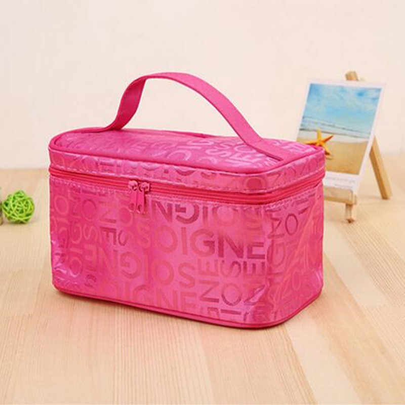 A Lot Of Letter Satin Bento-style Portable Cosmetic Bag