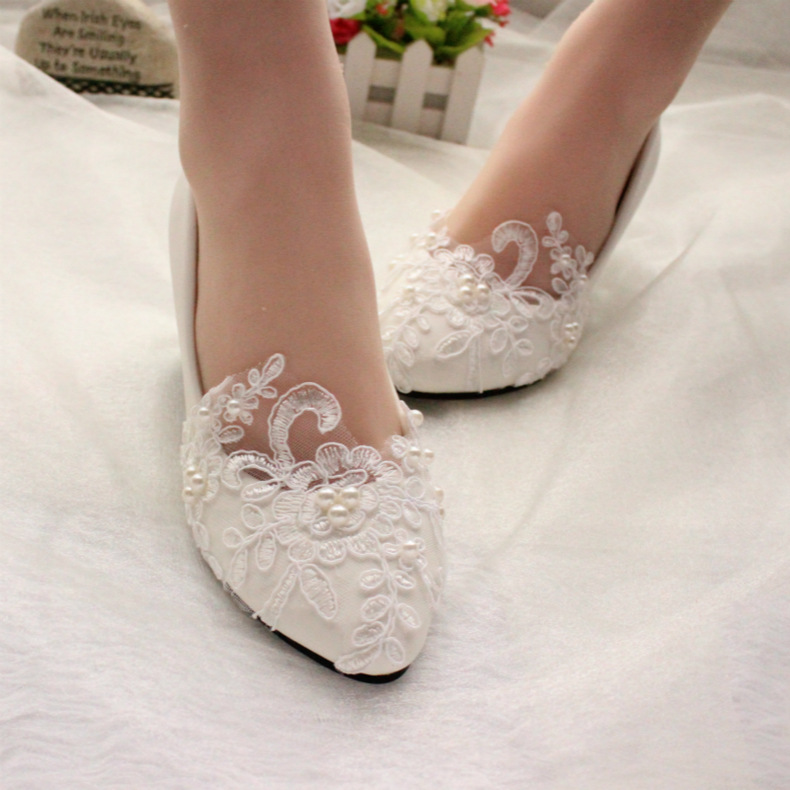 Women's Lace White Wedding Shoes White - Shop at LoveMi