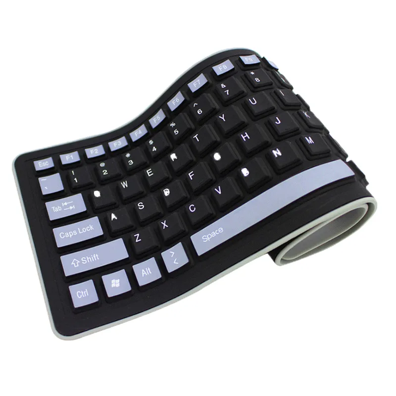 Silica Gel Foldable Curved Keyboard Silent and Waterproof