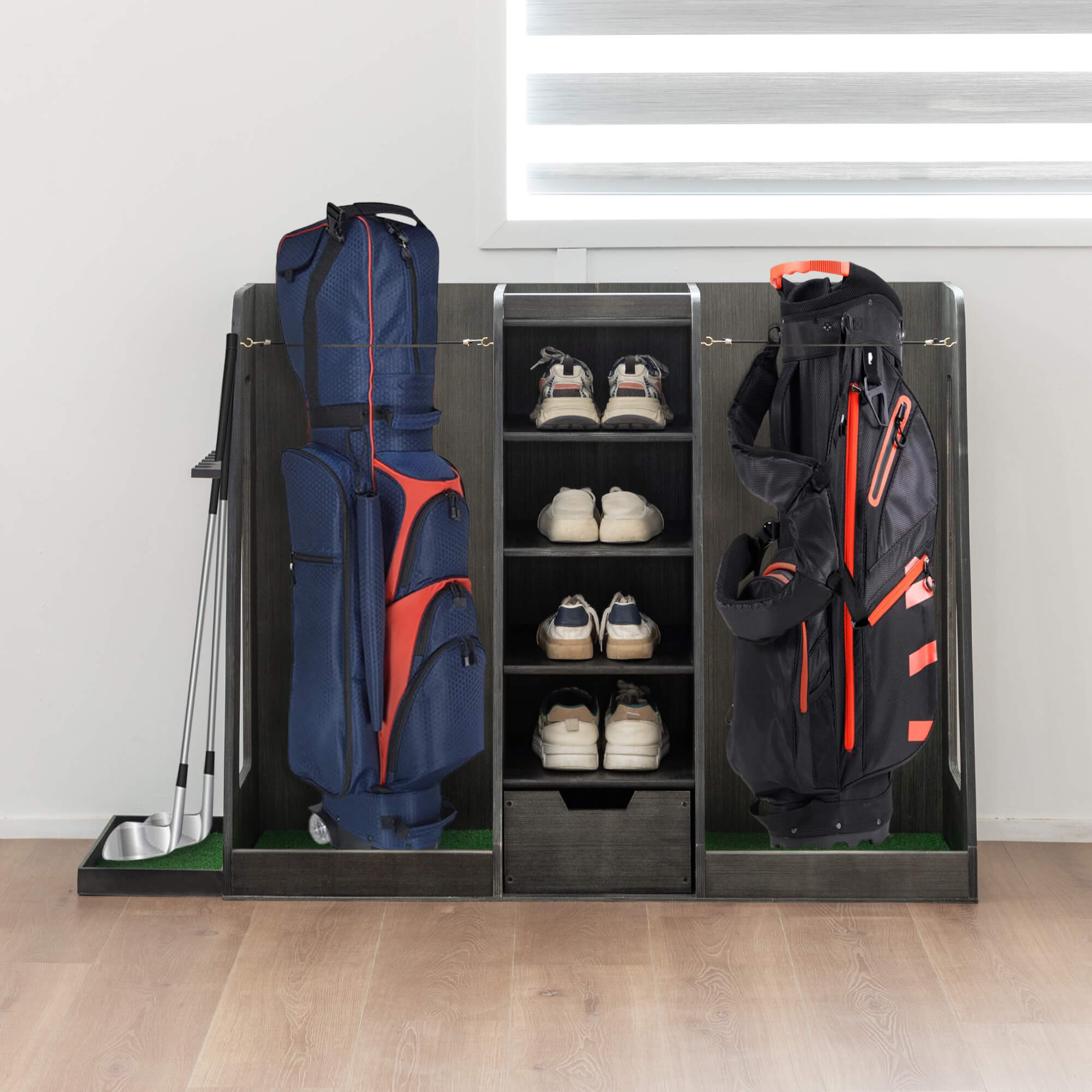 Wooden Golf Bag Organizer And Storage Rack - Picture 10 of 10
