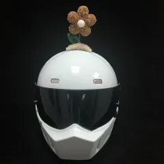 Motorcycle Helmet Decorated With Swinging Sunward Flowers - One Brown Swing Flower - View 1
