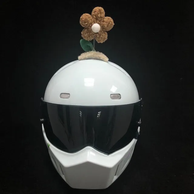 Motorcycle Helmet Decorated With Swinging Sunward Flowers One Brown Swing Flower - Shop at LoveMi