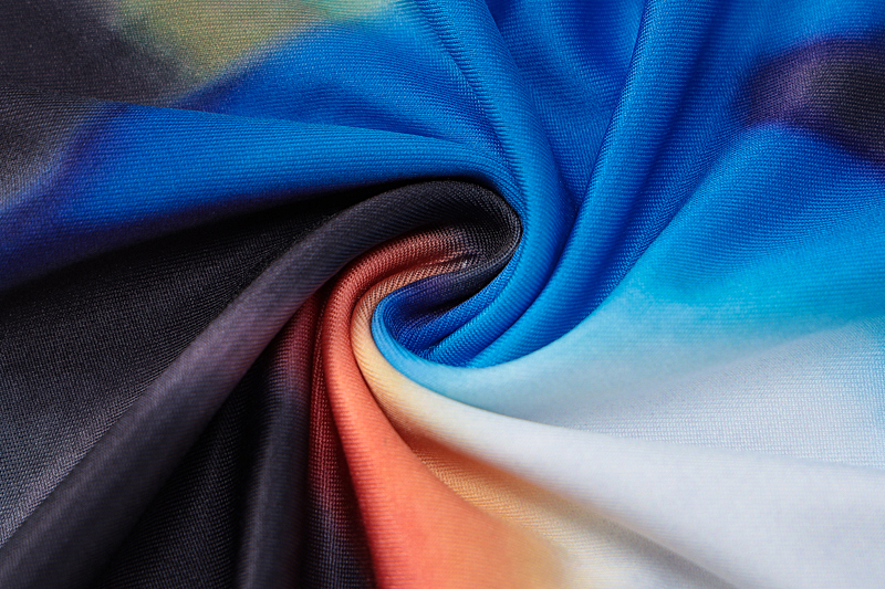 U-neck Vest And Hip Slit Dress Printed